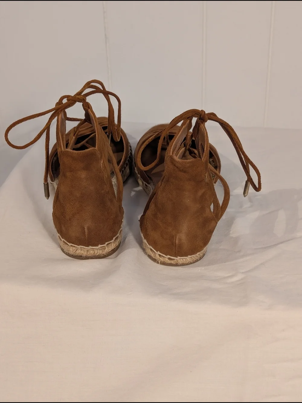 Aquazzura Brown Suede Lace-Up Espadrilles